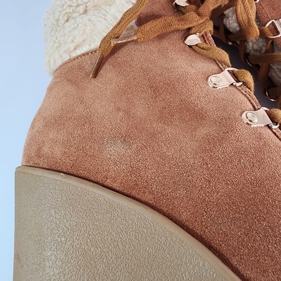 Jessica Simpson Maelyn Suede Shearling Wedge Boots - Picture 9 of 10